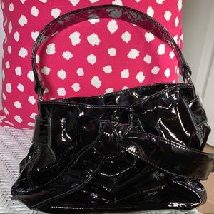 Kooba Black Patent Leather with Tie Handbag Purse